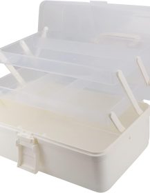 Avlcoaky Tackle Box Large 3 Layers Plastic Portable Storage Box Fishing White Tackle Box Organizer Art Craft Tool Box